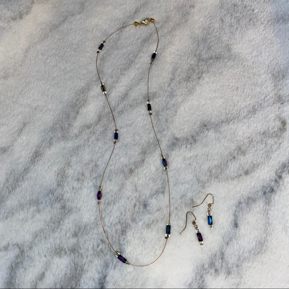 Homemade Duo Chrome Necklace and Earrings Set